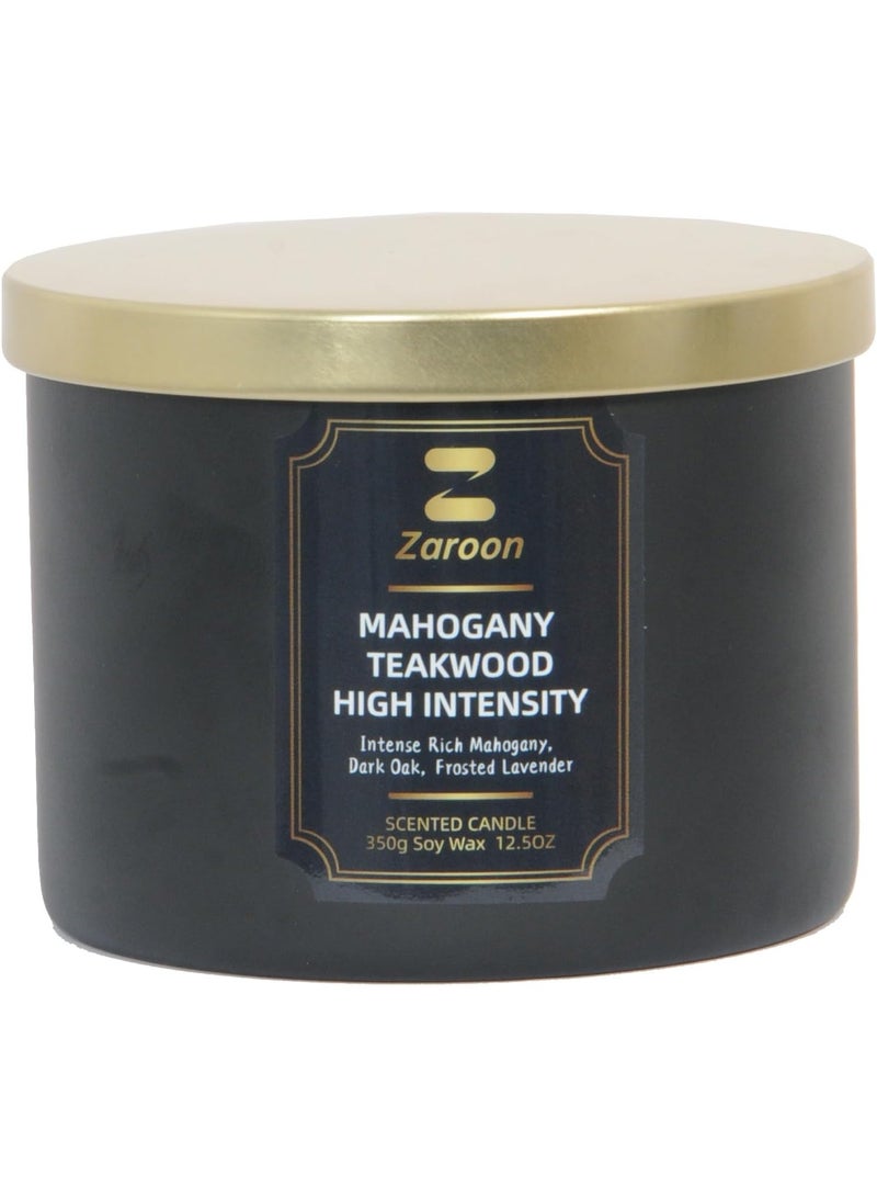 Zaroon Luxury Mahogany Teakwood Soy Wax Candle – 12.5 oz Triple Wick Scented Candle, 45 Hour Burn Time, Long Lasting Home Fragrance - Image 2